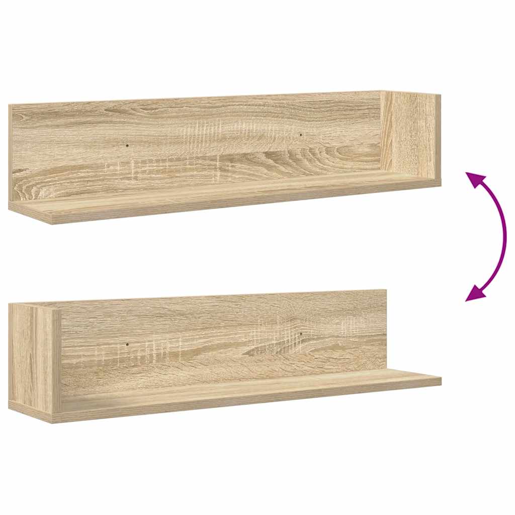Mensole Parete 2pz Rovere Sonoma 75x16,5x16,5 cm in Truciolato | homemem39