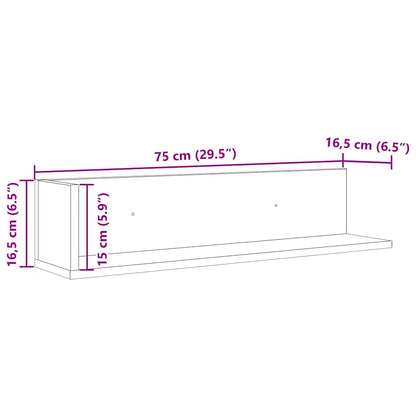 Mensole Parete 2pz Rovere Sonoma 75x16,5x16,5 cm in Truciolato | homemem39
