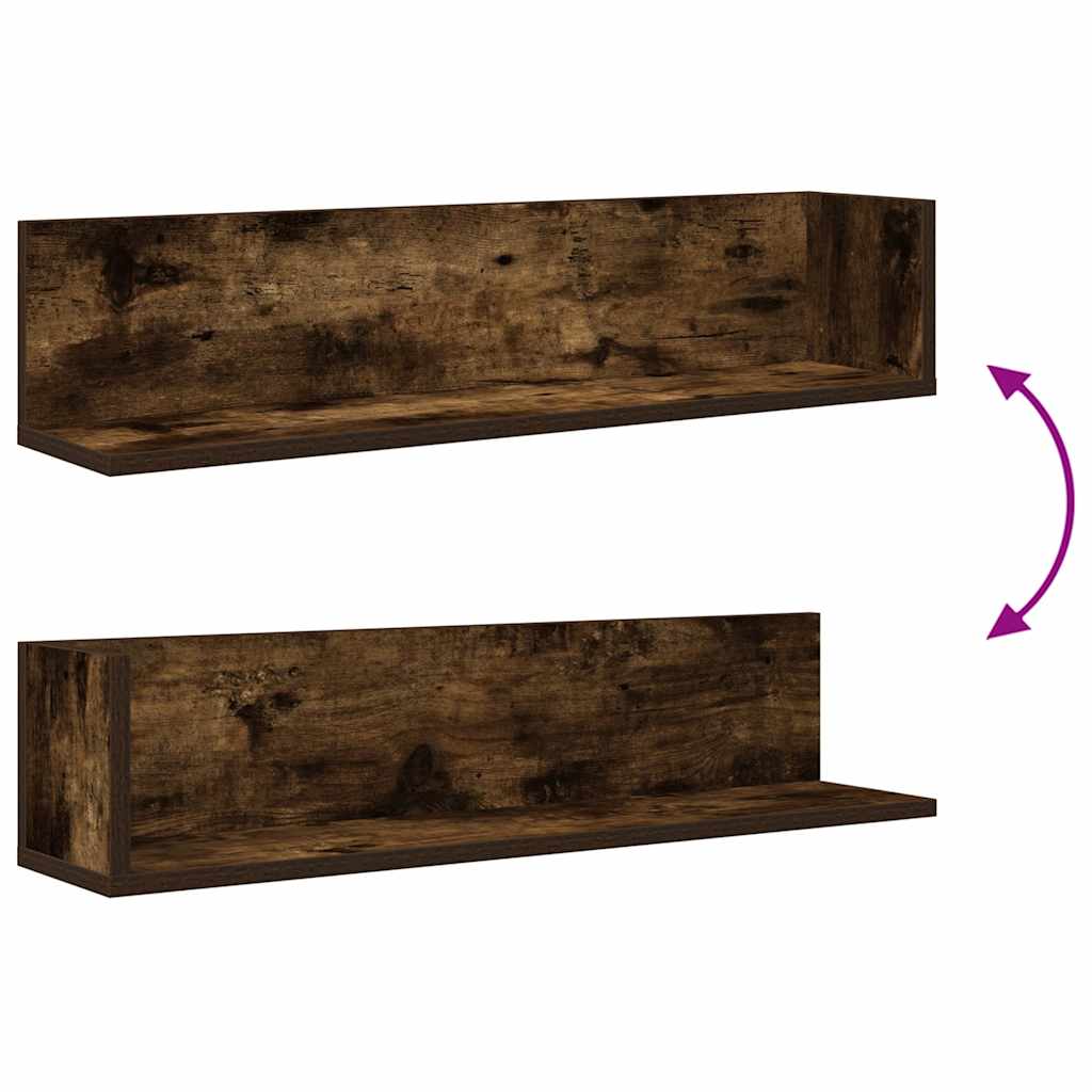 Mensole da Parete 2pz Rovere Fumo 75x16,5x16,5 cm in Truciolato | homemem39