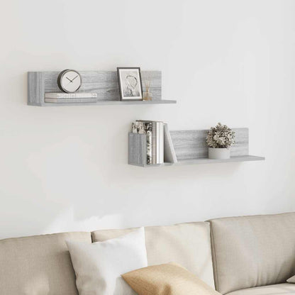 Mensole a Parete 2pz Grigio Sonoma 75x16,5x16,5cm in Truciolato | homemem39