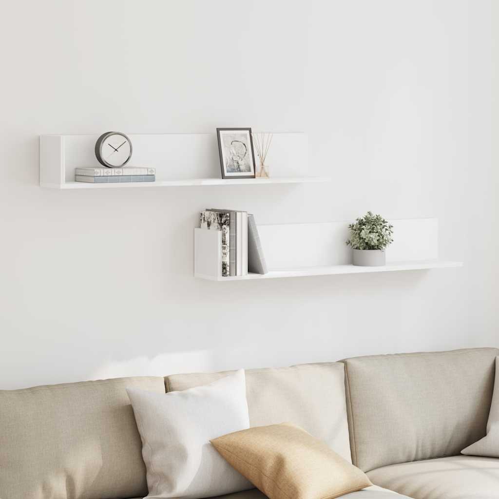 Mensole a Muro 2 pz Bianche 100x16,5x16,5 cm in Truciolato | homemem39