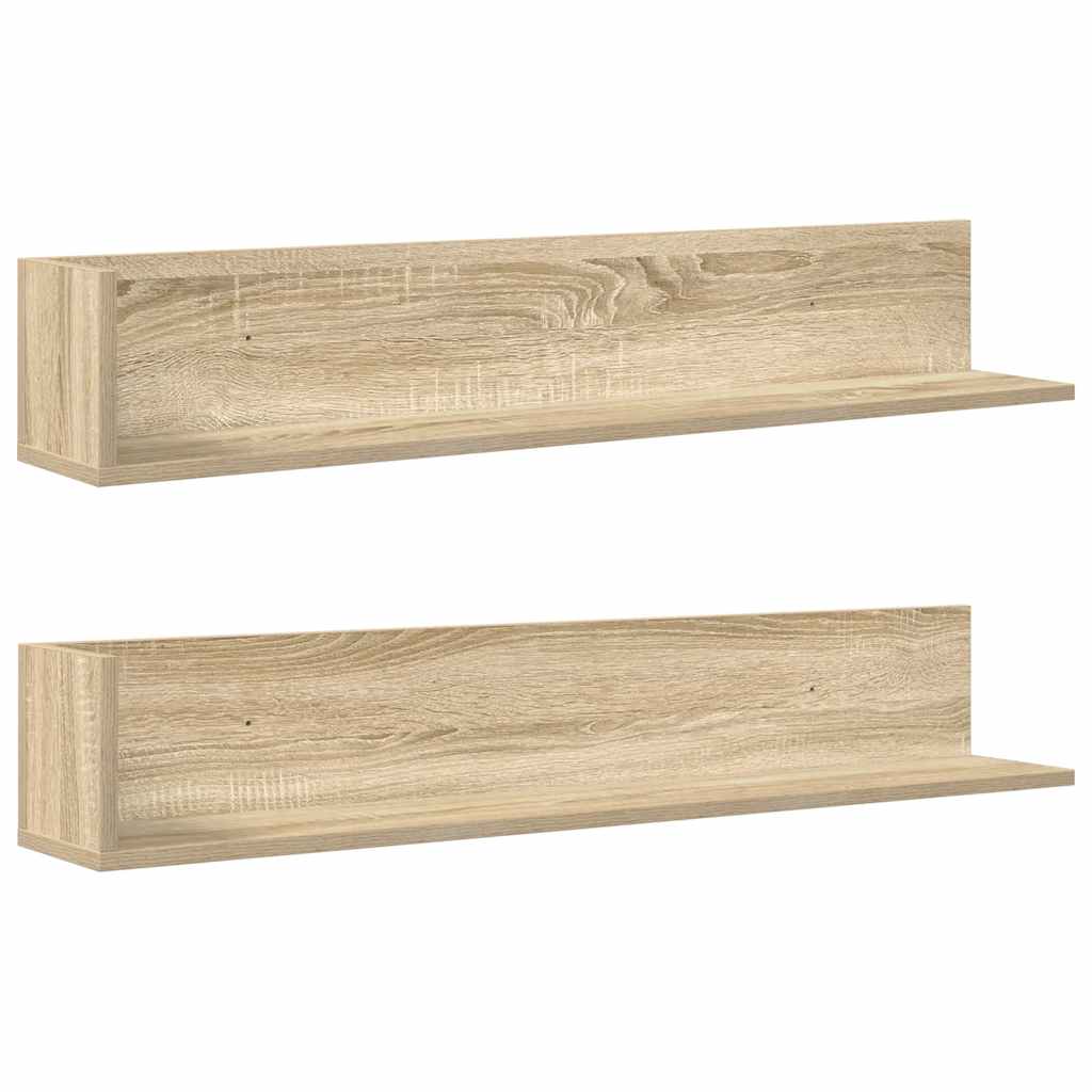 Mensole Parete 2pz Rovere Sonoma 100x16,5x16,5 cm in Truciolato | homemem39