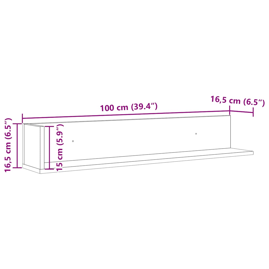 Mensole Parete 2pz Rovere Sonoma 100x16,5x16,5 cm in Truciolato | homemem39