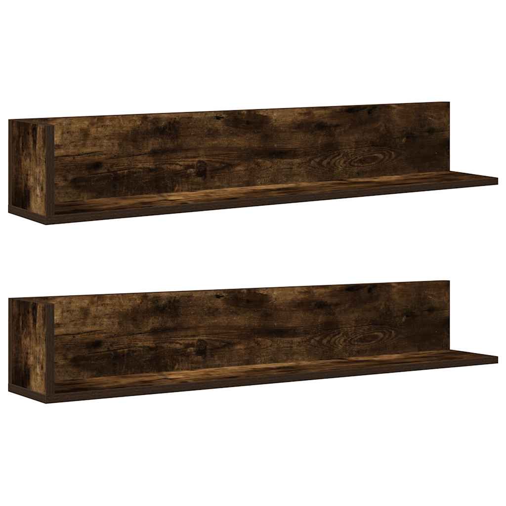 Mensole Parete 2pz Rovere Fumo 100x16,5x16,5 cm in Truciolato | homemem39