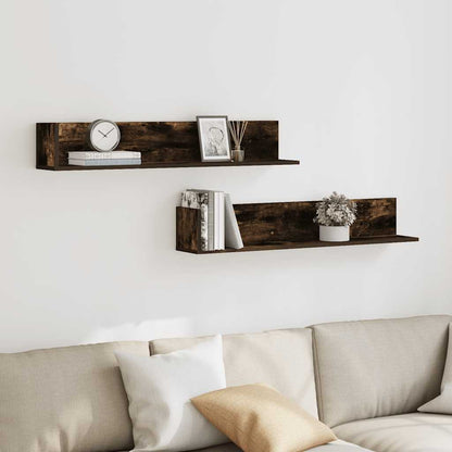 Mensole Parete 2pz Rovere Fumo 100x16,5x16,5 cm in Truciolato | homemem39