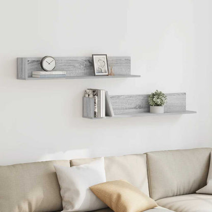 Mensole Parete 2pz Grigio Sonoma 100x16,5x16,5 cm in Truciolato | homemem39