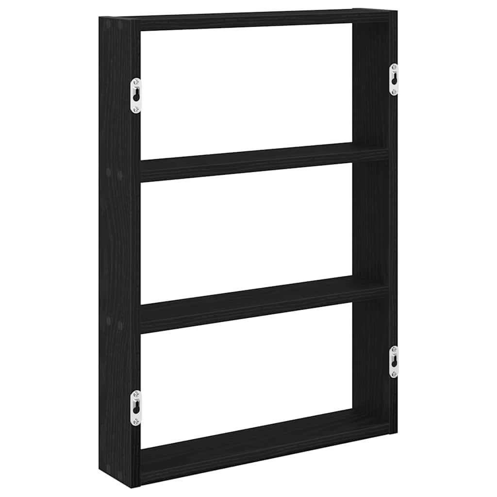Scaffale a Parete Nero 43x9x60 cm in Legno Multistrato | homemem39