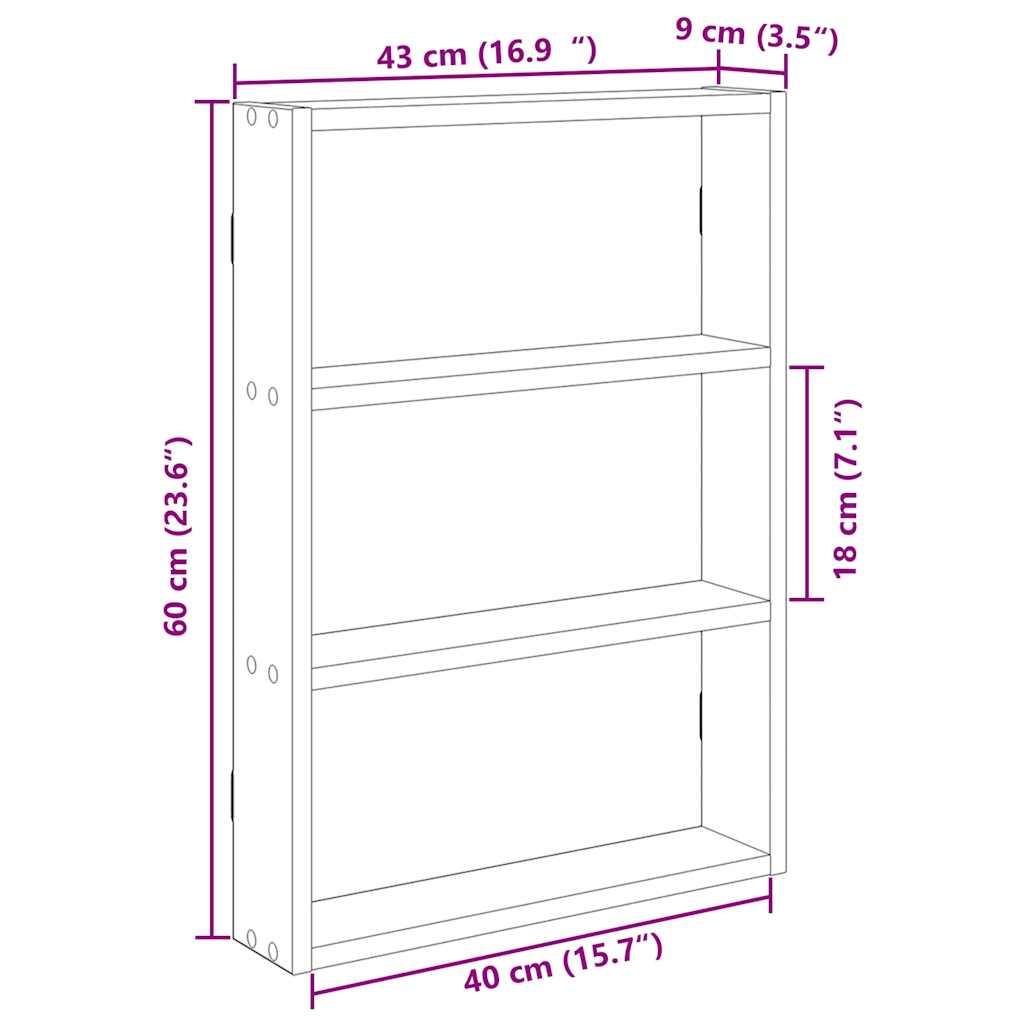 Scaffale a Parete Nero 43x9x60 cm in Legno Multistrato | homemem39
