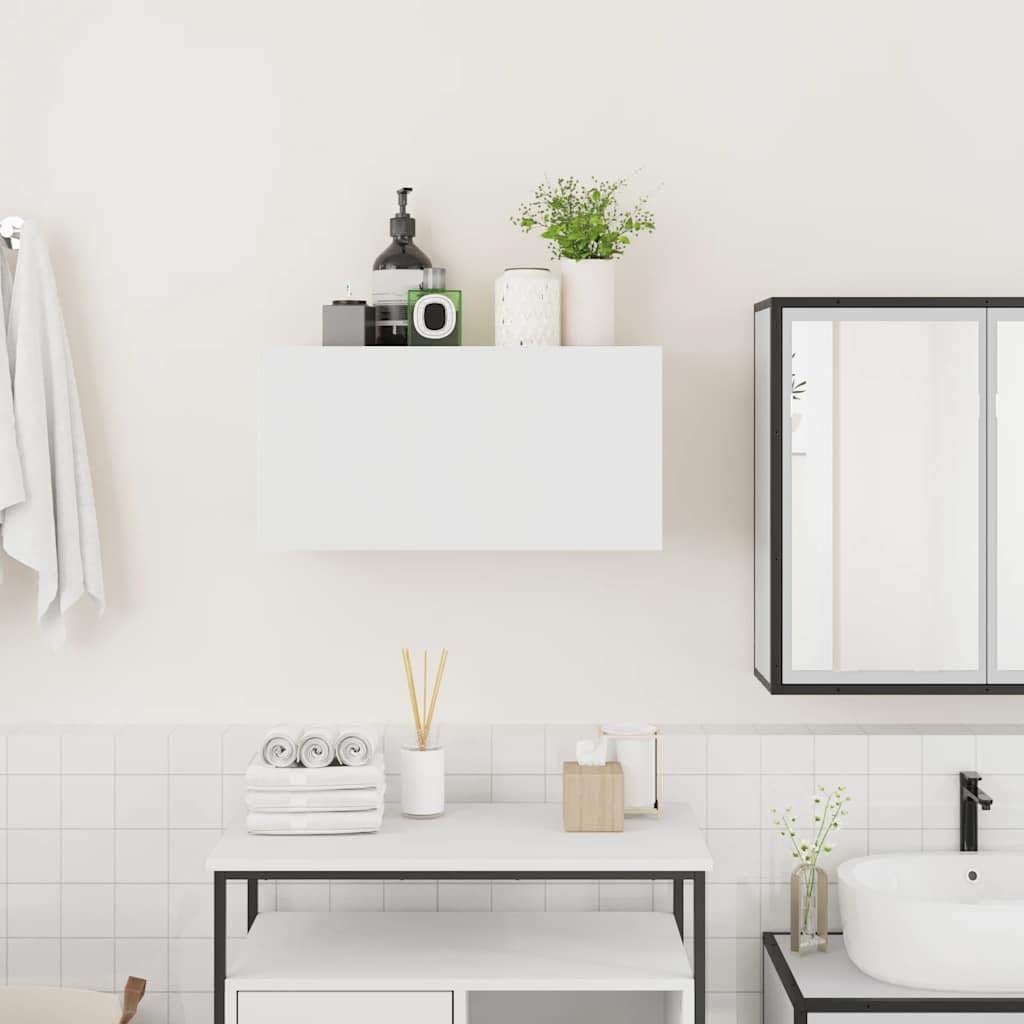 Mobile da Bagno a Parete Bianco 60x25x30cm in Legno Multistrato | homemem39