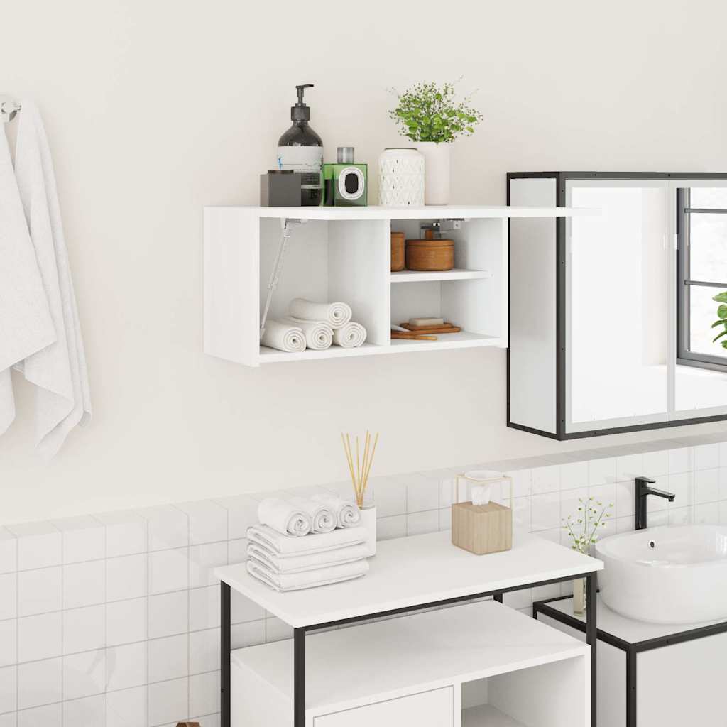 Mobile da Bagno a Parete Bianco 60x25x30cm in Legno Multistrato | homemem39