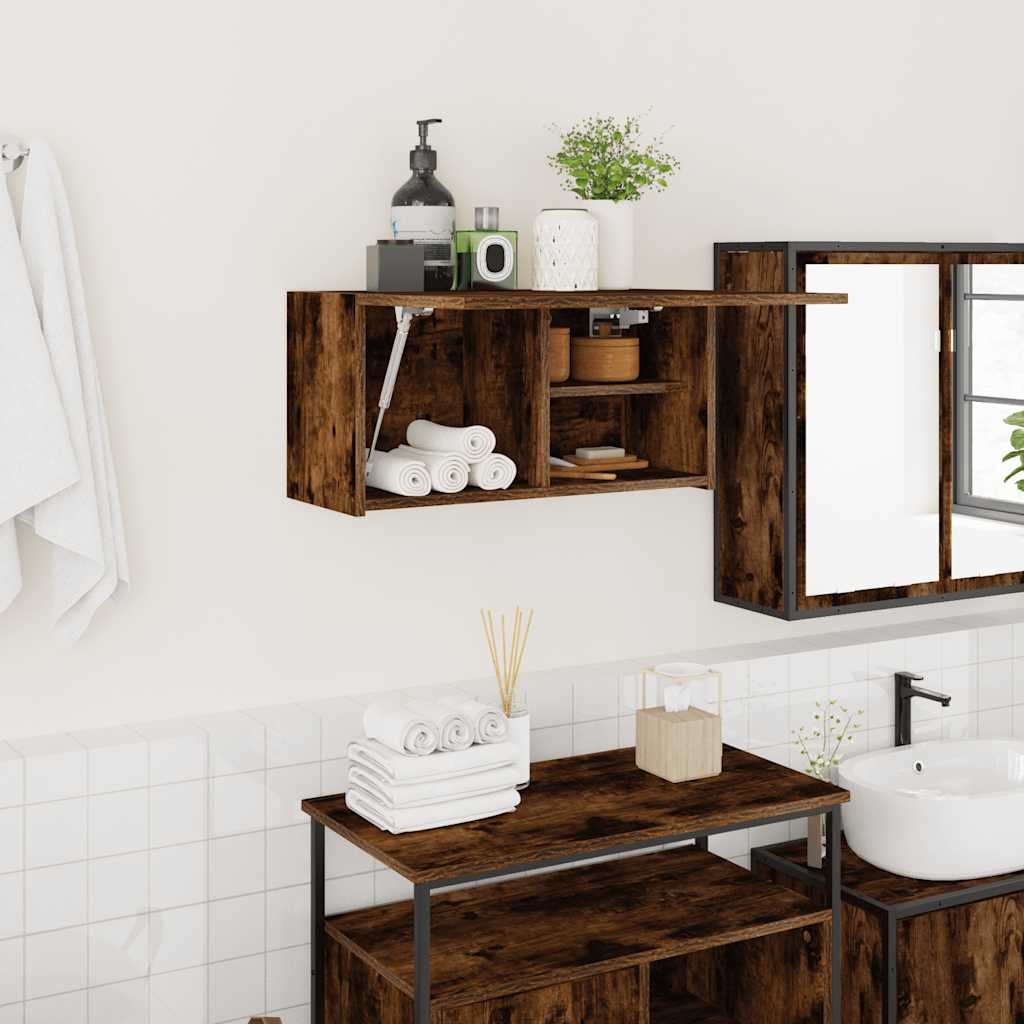 Armadietto Bagno Rovere Fumo 60x25x30 cm in Legno Multistrato | homemem39