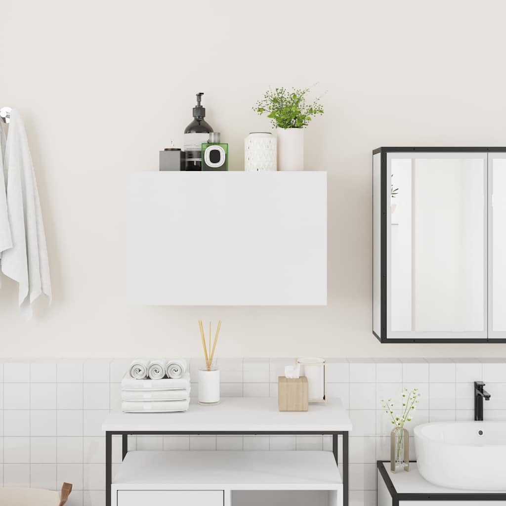 Mobile da Bagno a Parete Bianco 60x25x40cm in Legno Multistrato | homemem39