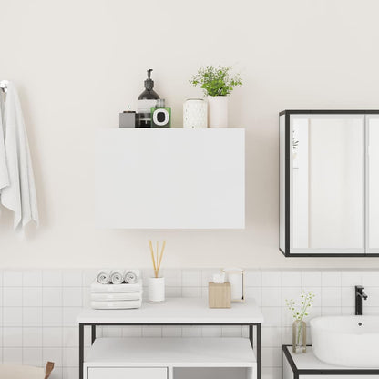 Mobile da Bagno a Parete Bianco 60x25x40cm in Legno Multistrato | homemem39