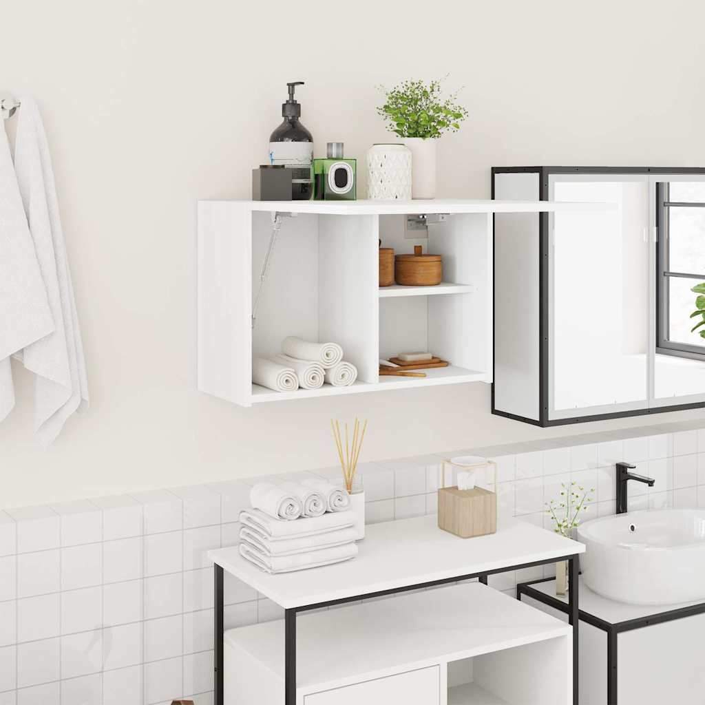 Mobile da Bagno a Parete Bianco 60x25x40cm in Legno Multistrato | homemem39