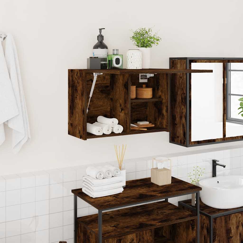 Armadietto Bagno Rovere Fumo 60x25x40 cm in Legno Multistrato | homemem39