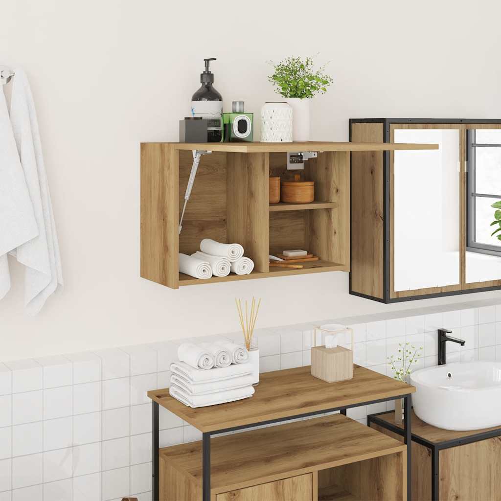 Mobiletto da Bagno Rovere Artigianale 60x25x40 cm Truciolato | homemem39