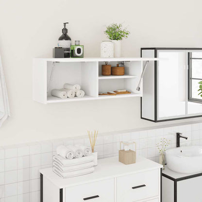 Mobile da Bagno a Parete Bianco 80x25x30cm in Legno Multistrato | homemem39