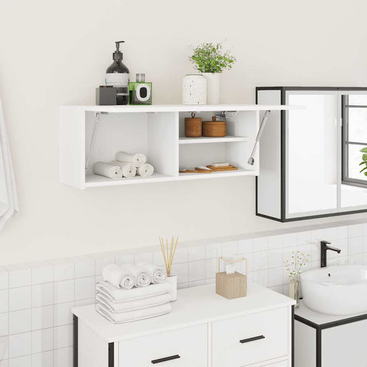 Mobile da Bagno a Parete Bianco 80x25x30cm in Legno Multistrato