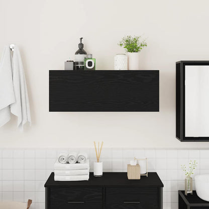 Mobile da Bagno a Parete Nero 80x25x30 cm in Legno Multistrato | homemem39