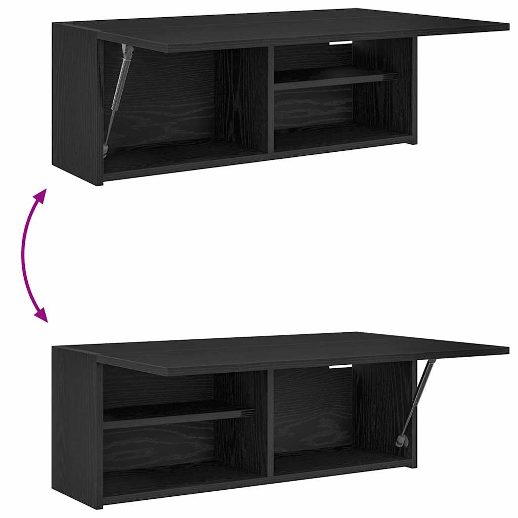 Mobile da Bagno a Parete Nero 80x25x30 cm in Legno Multistrato | homemem39