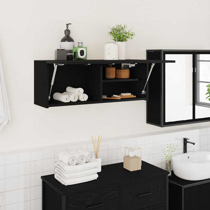 Mobile da Bagno a Parete Nero 80x25x30 cm in Legno Multistrato | homemem39