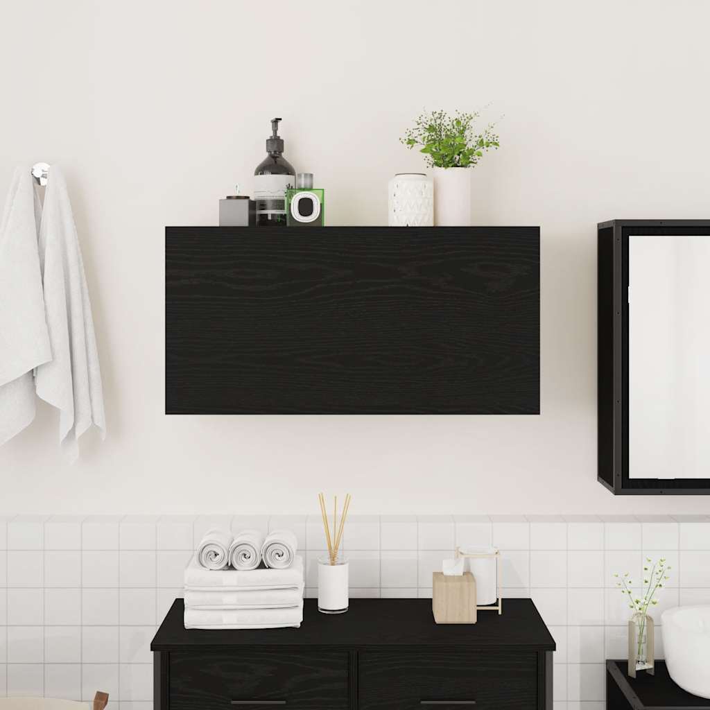 Mobile da Bagno a Parete Nero 80x25x40 cm in Truciolato | homemem39