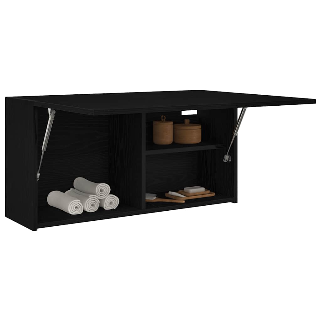 Mobile da Bagno a Parete Nero 80x25x40 cm in Truciolato
