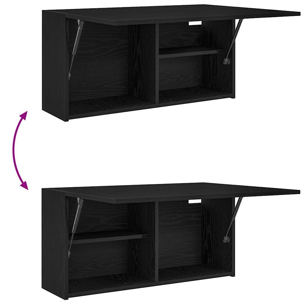 Mobile da Bagno a Parete Nero 80x25x40 cm in Truciolato | homemem39