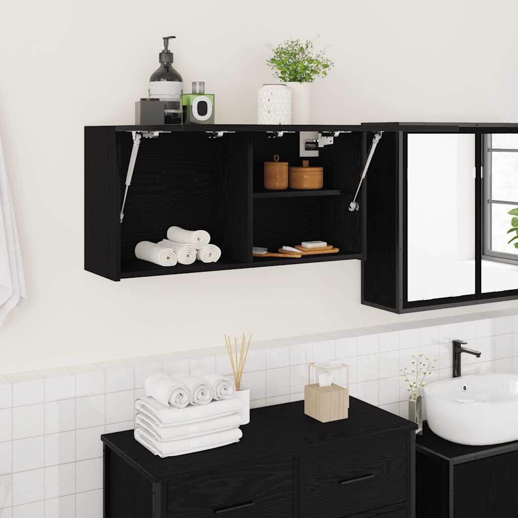 Mobile da Bagno a Parete Nero 80x25x40 cm in Truciolato | homemem39