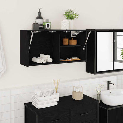 Mobile da Bagno a Parete Nero 80x25x40 cm in Truciolato | homemem39
