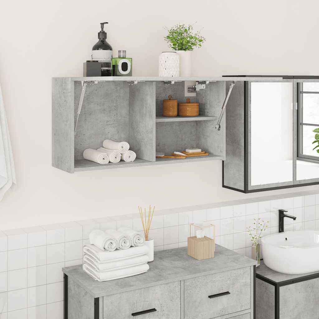 Mobile da Bagno a Parete Grigio Cemento 80x25x40 cm Truciolato | homemem39