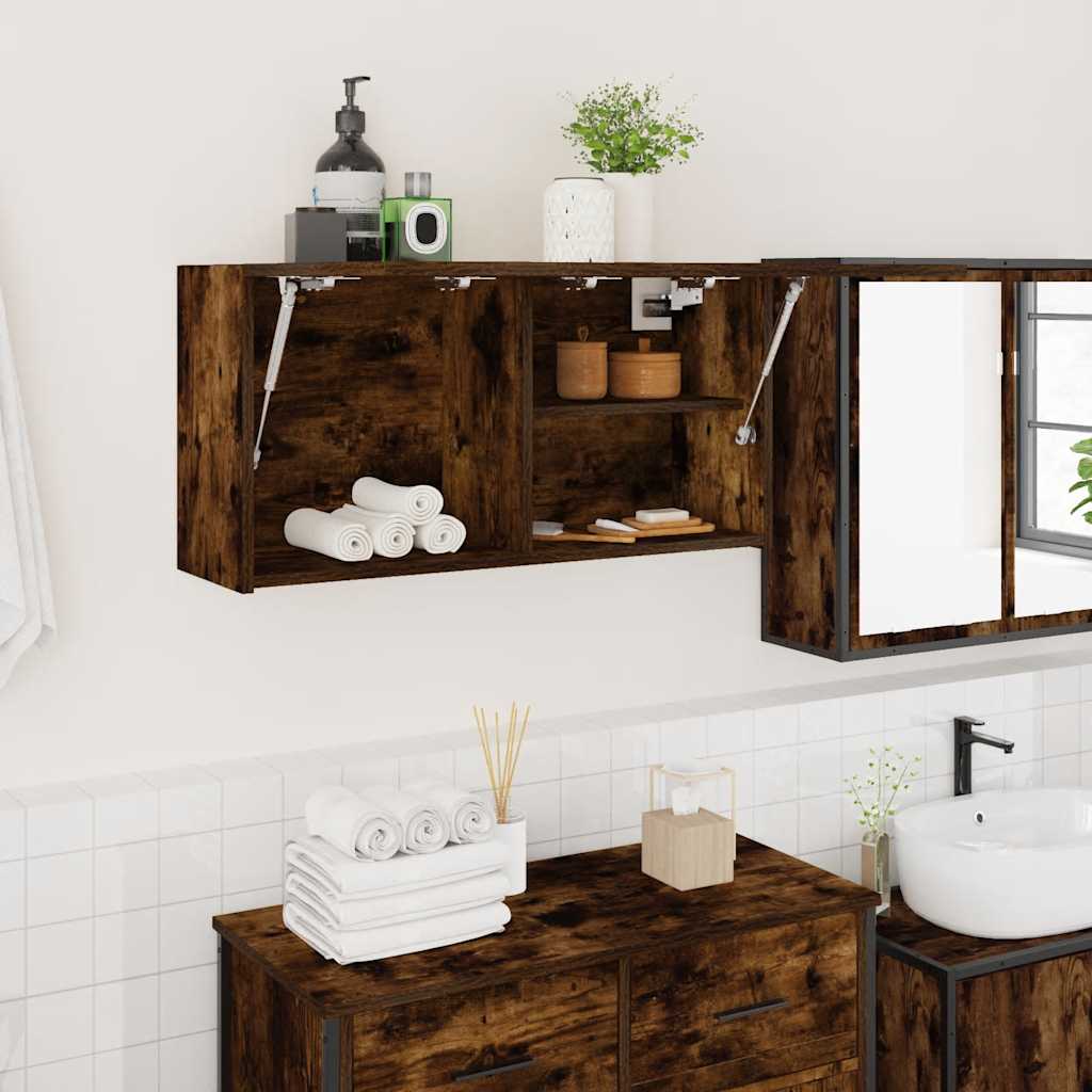 Mobile da Bagno a Parete Rovere Fumo 80x25x40 cm in Truciolato | homemem39