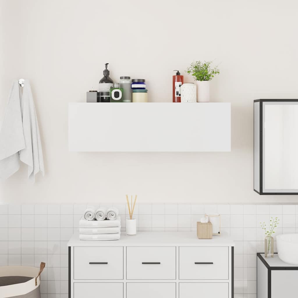 Mobile da Bagno a Parete Bianco 100x25x30 cm in Truciolato | homemem39