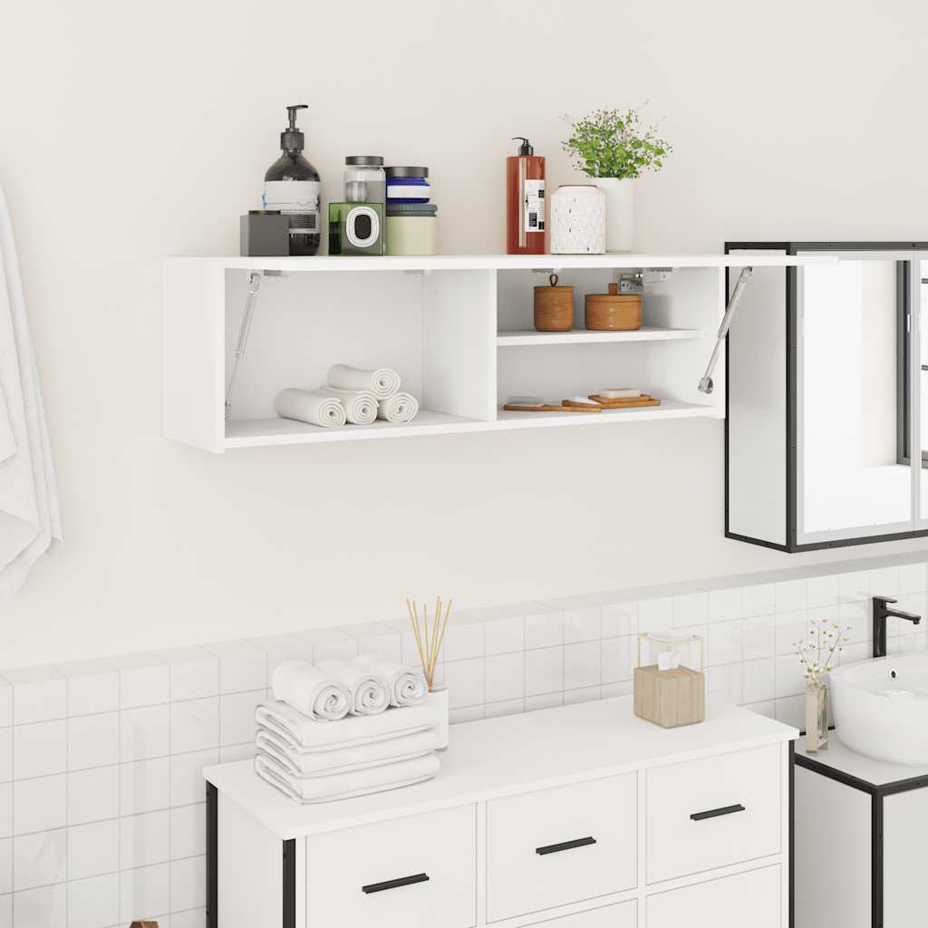 Mobile da Bagno a Parete Bianco 100x25x30 cm in Truciolato | homemem39