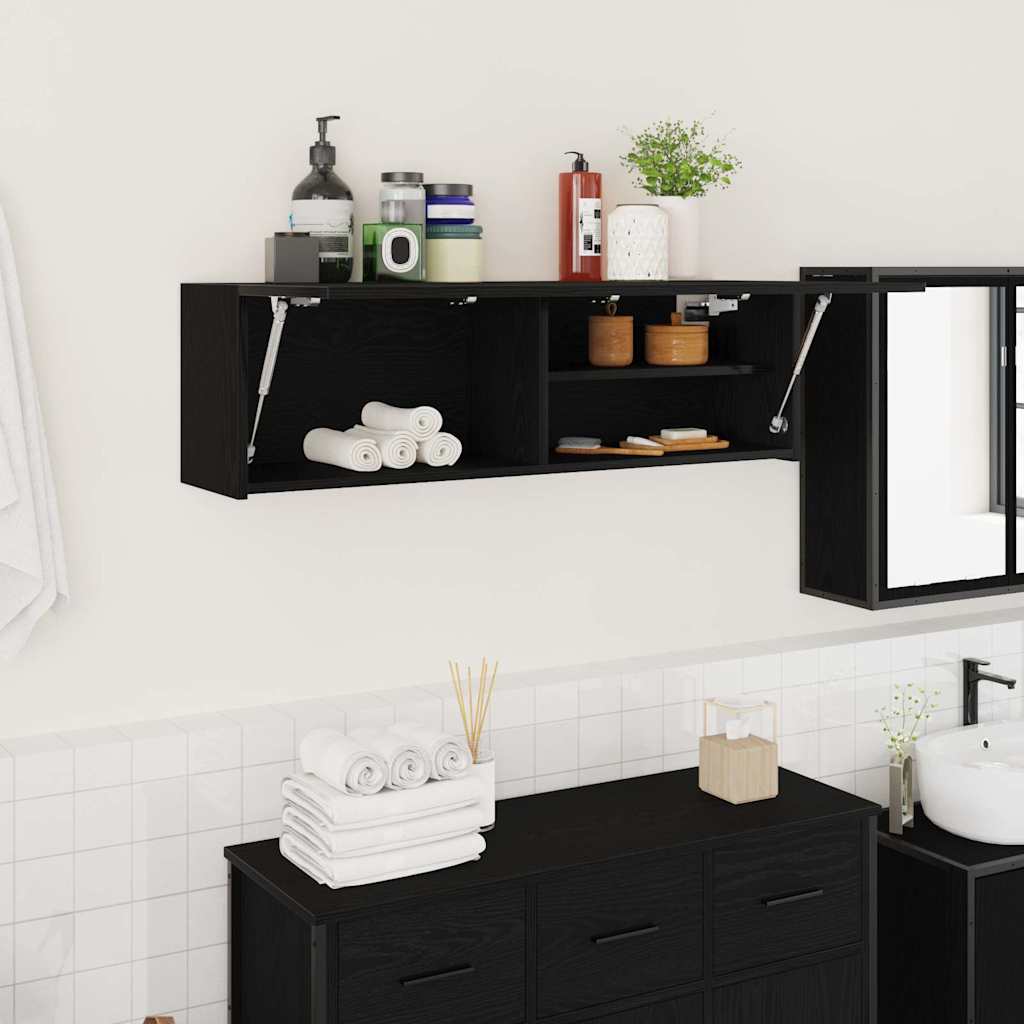 Mobile da Bagno a Parete Nero 100x25x30 cm in Truciolato | homemem39