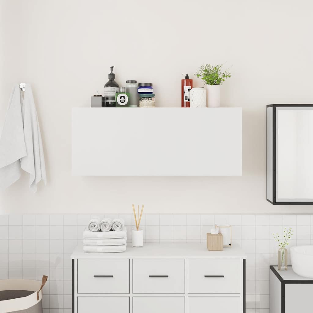 Mobile da Bagno a Parete Bianco 100x25x40 cm in Truciolato | homemem39