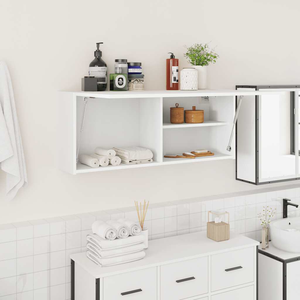 Mobile da Bagno a Parete Bianco 100x25x40 cm in Truciolato | homemem39