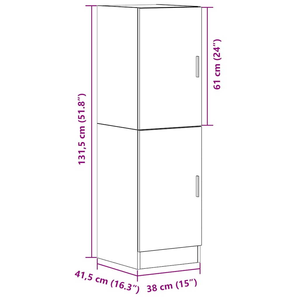 Armadietto Cucina Rovere Marrone 38x41,5x131,5 cm in Legno