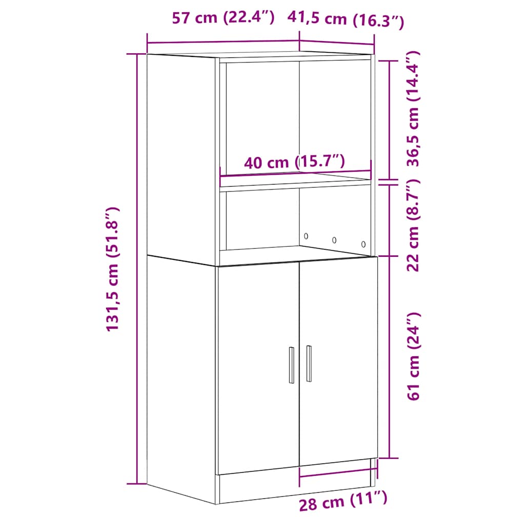 Armadietto Cucina Grigio Sonoma 57x41,5x131,5 cm in Truciolato | homemem39