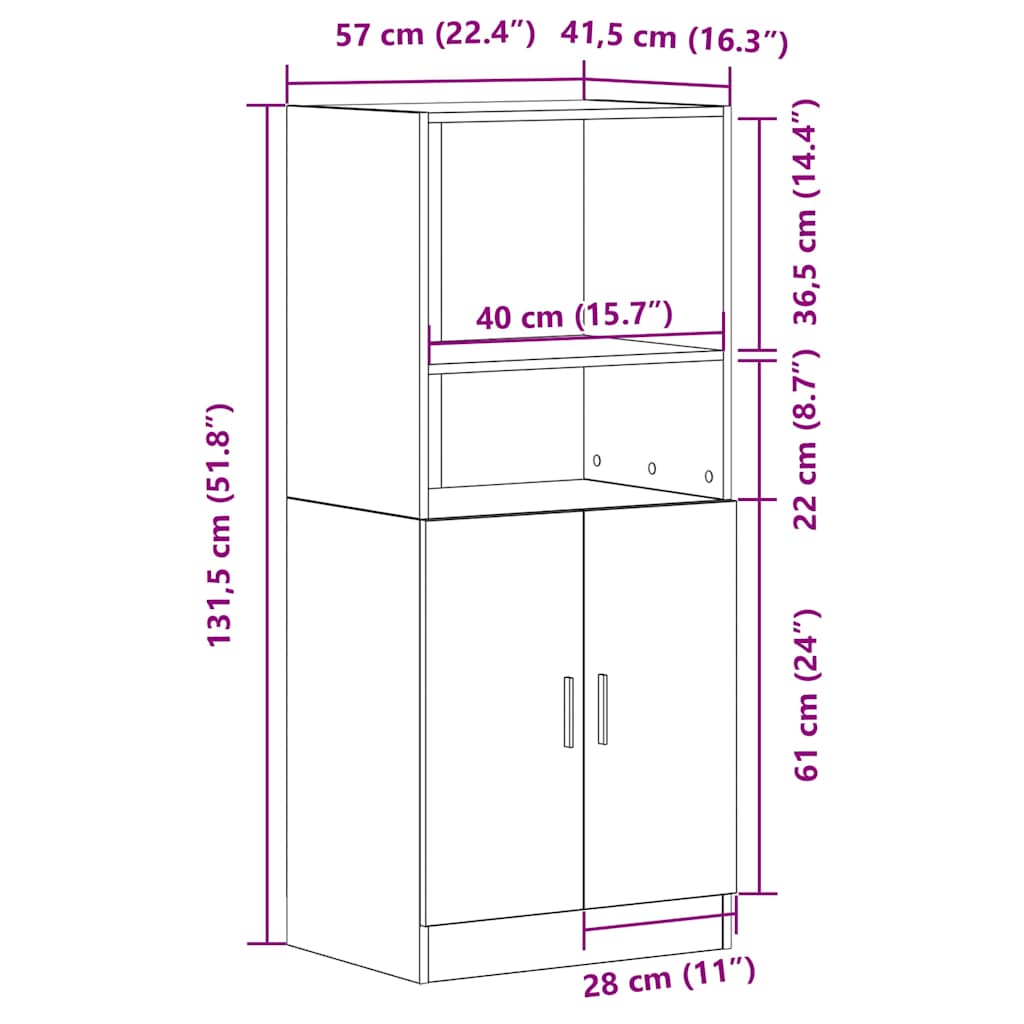 Armadietto Cucina Legno Antico 57x41,5x131,5 cm in Truciolato | homemem39