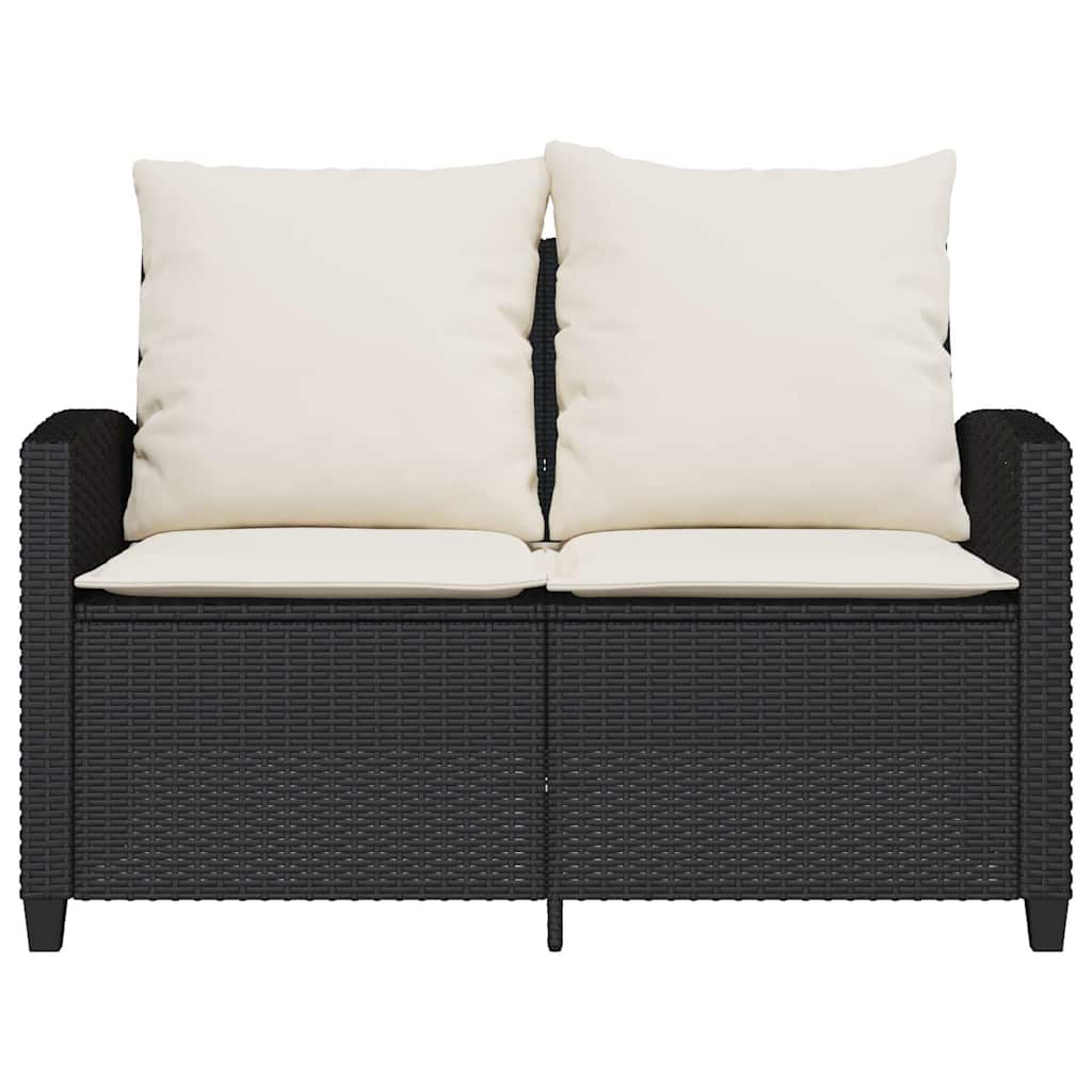 Divano da Giardino a 2 Posti Cuscini&Tavolo Nero in Polyrattan | homemem39