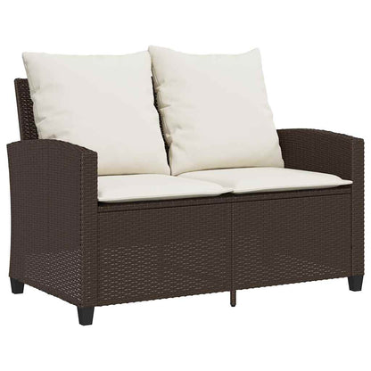 Divano a 2 Posti con Cuscini e Tavolo Marrone Polyrattan | homemem39