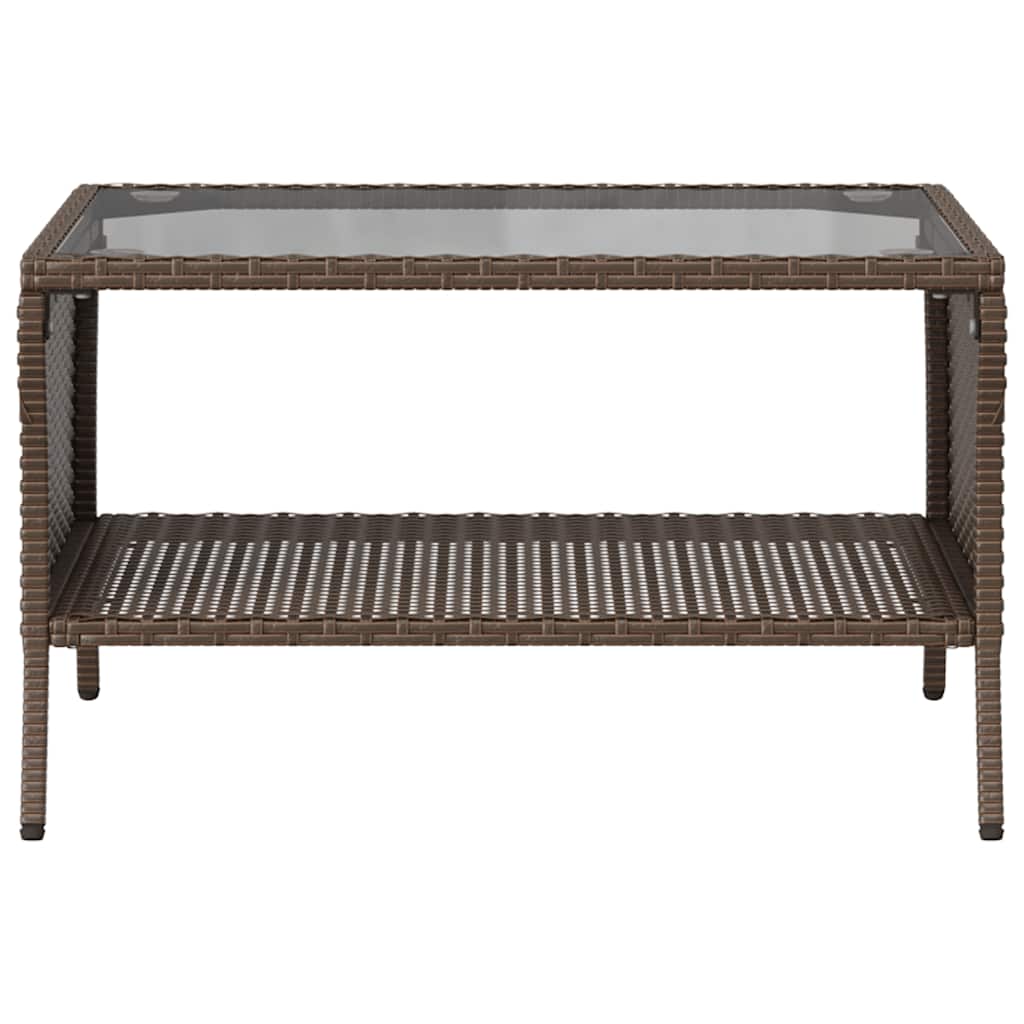 Divano a 2 Posti con Cuscini e Tavolo Marrone Polyrattan | homemem39