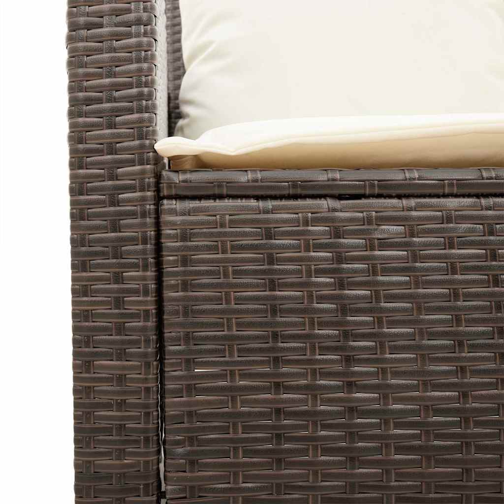 Divano a 2 Posti con Cuscini e Tavolo Marrone Polyrattan | homemem39