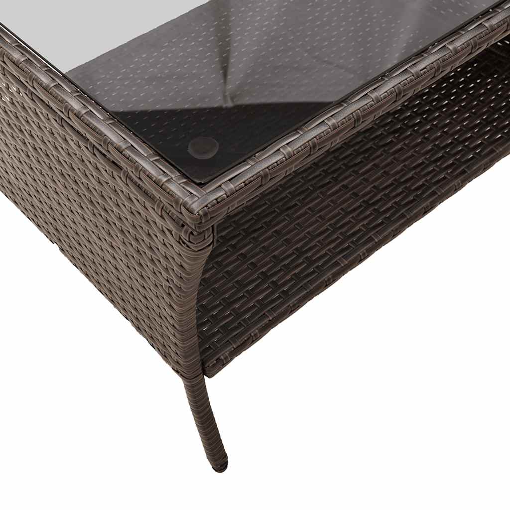 Divano a 2 Posti con Cuscini e Tavolo Marrone Polyrattan | homemem39