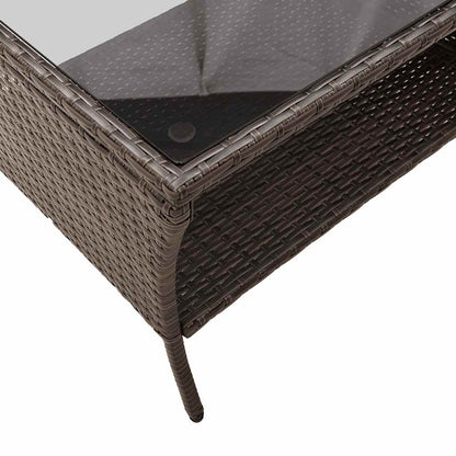 Divano a 2 Posti con Cuscini e Tavolo Marrone Polyrattan | homemem39
