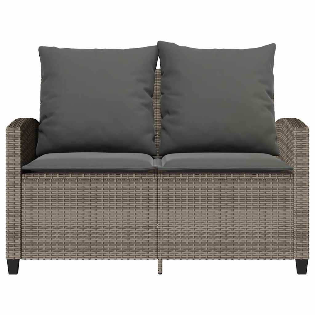 Divano da Giardino a 2 Posti Cuscini&Tavolo Grigio Polyrattan | homemem39