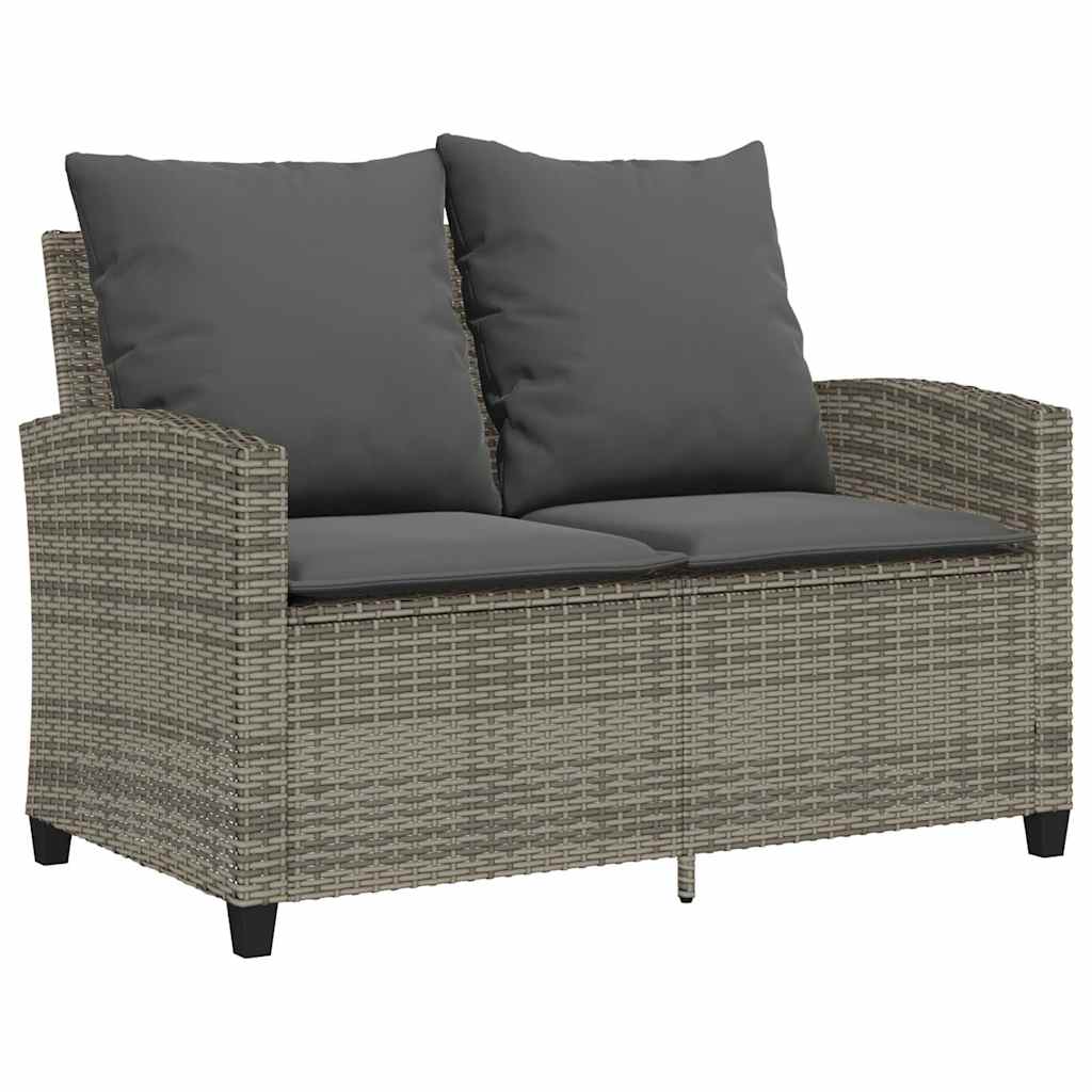 Divano da Giardino a 2 Posti Cuscini&Tavolo Grigio Polyrattan | homemem39