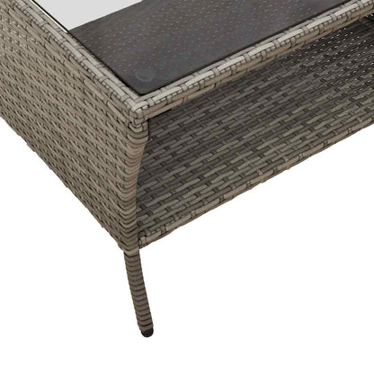 Divano da Giardino a 2 Posti Cuscini&Tavolo Grigio Polyrattan | homemem39