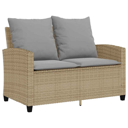 Divano Giardino 2 Posti con Cuscini e Tavolo Beige Polyrattan | homemem39